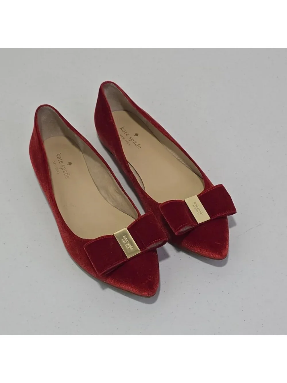 Kate Spade New York Emmie Red Velvet Pointed Toe Flats Women's 7.5 M